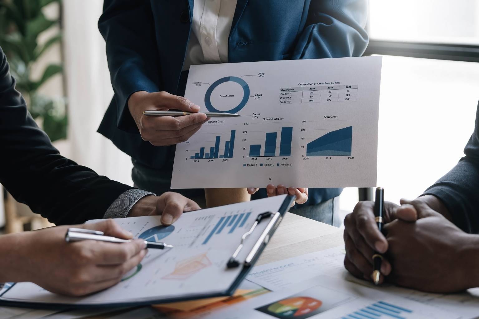 reviewing sales performance metrics